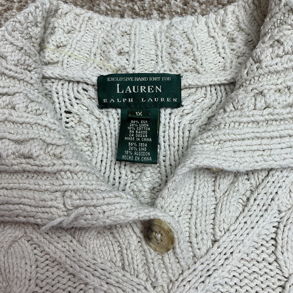Lauren Ralph Lauren Ivory Cable Knit Turtleneck Sweater - Picture 3 of 7